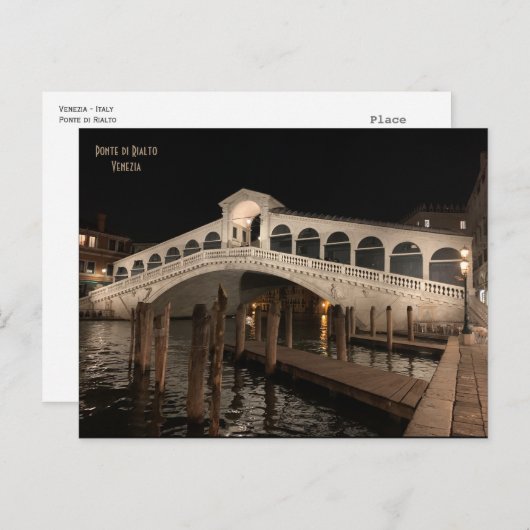 Rialto Brücke by night - Ponte di Rialto - Venedig Postkarte (Vorne/Hinten)
