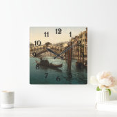 Rialto Brücke I, Venedig, Italien Quadratische Wanduhr (Zuhause)