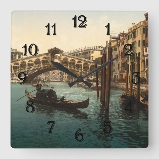 Rialto Brücke I, Venedig, Italien Quadratische Wanduhr (Vorderseite)