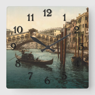 Rialto Brücke I, Venedig, Italien Quadratische Wanduhr