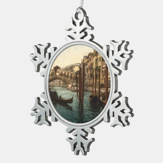Rialto Brücke I, Venedig, Italien Schneeflocken Zinn-Ornament (Rechts)