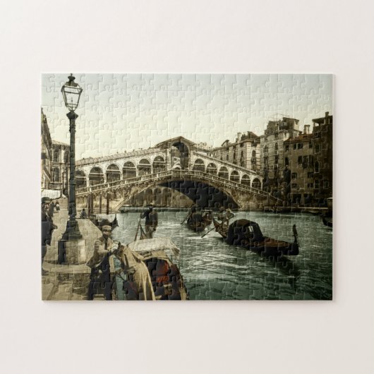 Rialto Brücke Venedig Italien Grand Canal Gondelba Puzzle (Horizontal)