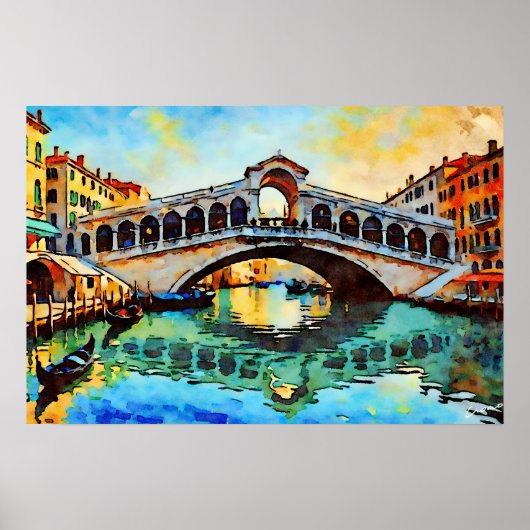 Rialtobrücke Aquarell Poster (Vorne)