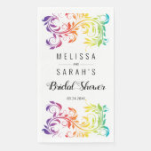 Rianbow-Farb-Scrollblatt lesbisches Brautparty Serviette (Vorderseite)