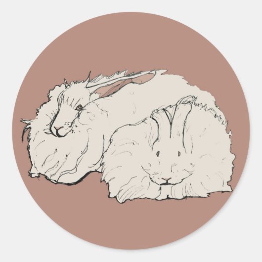 Riant Angora Rabbits Runder Aufkleber (Vorderseite)