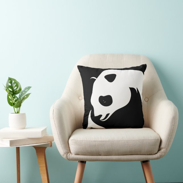 Riant Panda Art Black Throw Kissen (Stuhl )
