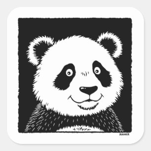 Riant Panda Bear Quadratischer Aufkleber