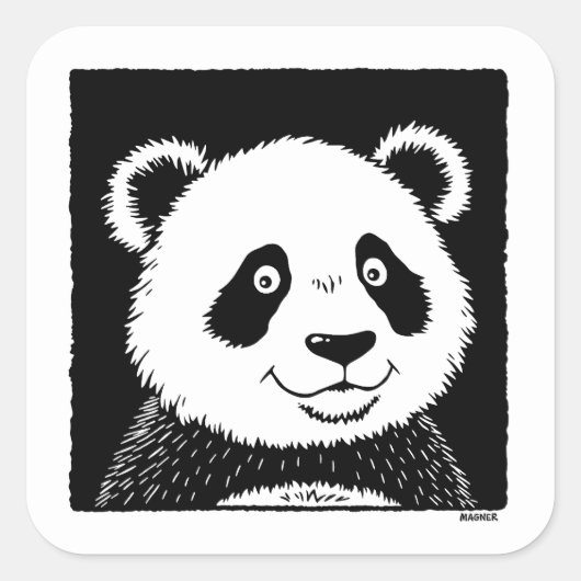 Riant Panda Bear Quadratischer Aufkleber (Vorderseite)