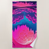 Riant Pink Moon Art Strandtuch (Vorderseite)