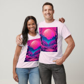 Riant Pink Moon Art T-Shirt (Unisex)