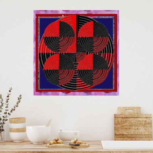 Riant Red Black Silver Line Live Chakra Mandala Poster (Küche)