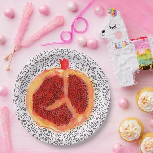 Riant Red Pomegranate  Pappteller (Party)