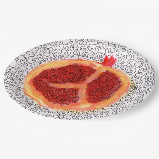 Riant Red Pomegranate Pappteller (Schrägansicht)
