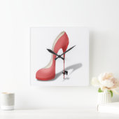 Riant Red Stiletto Cartoon - Heel Dancer Quadratische Wanduhr (Zuhause)