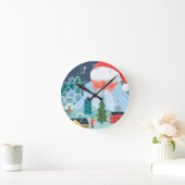 Riant Santa Overtains Town Runde Wanduhr (Zuhause)