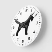 Riant Schnauzer Dog Breed Silhouette Runde Wanduhr (Winkel)