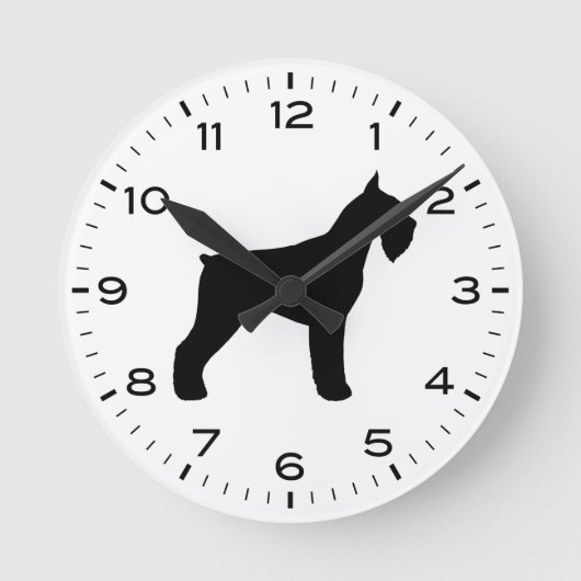 Riant Schnauzer Dog Breed Silhouette Runde Wanduhr (Vorderseite)