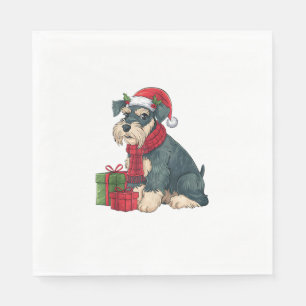 Riant Schnauzer Dog Weihnachtsfeiern Party Sant. Serviette
