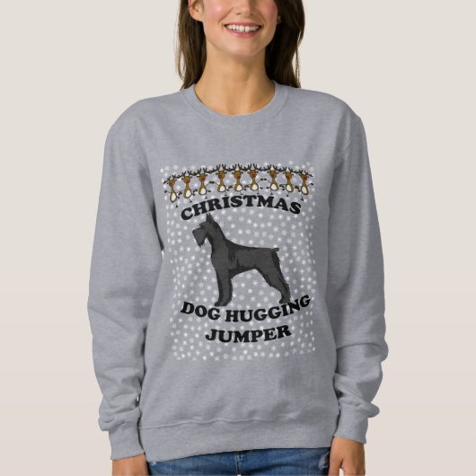 Riant Schnauzer Hund Weihnachtsgeburt Sweatshirt (Vorderseite)
