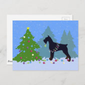 Riant Schnauzer Weihnachtswald Feiertagspostkarte (Vorne/Hinten)