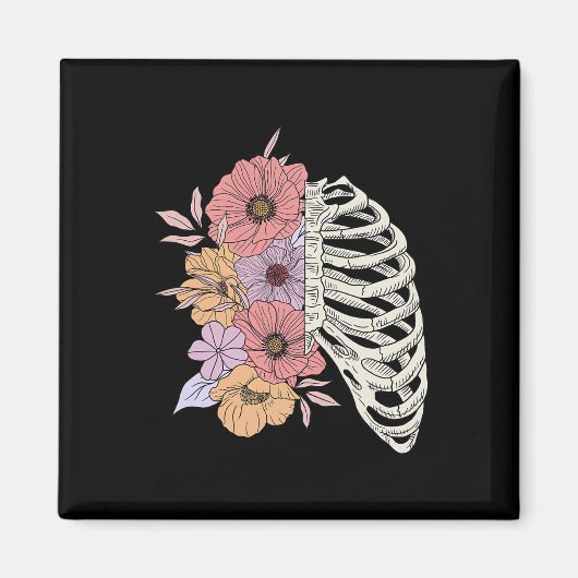 Rib Cage Blume Easy Halloween Kostüm Magnet (Vorne)
