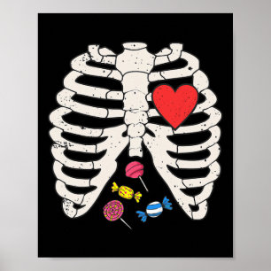 Rib Cage Candy Heart Funny Xray Halloween Kinder J Poster