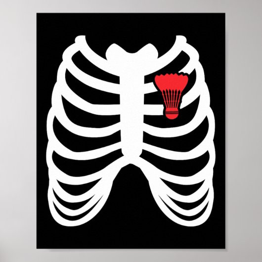 Rib Cage Funny Badminton Player T Shirt Geschenk Poster (Vorne)