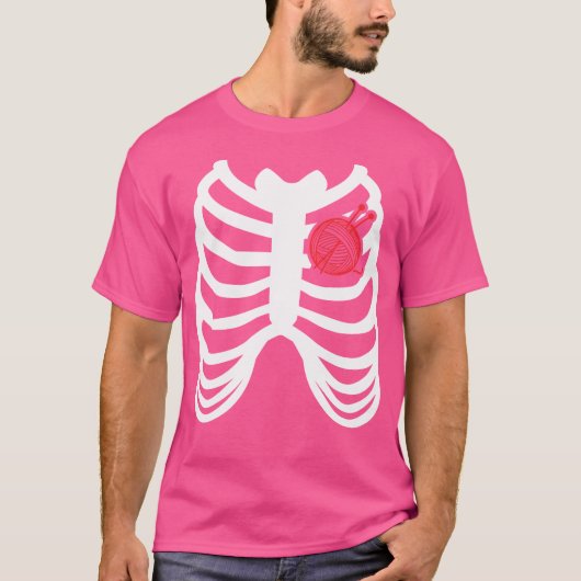 Rib Cage Funny Halloween Knitter T Shirt (Vorderseite)