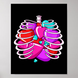 Rib-Käfig Herz Valentinstag Niedliche Liebe Knoche Poster