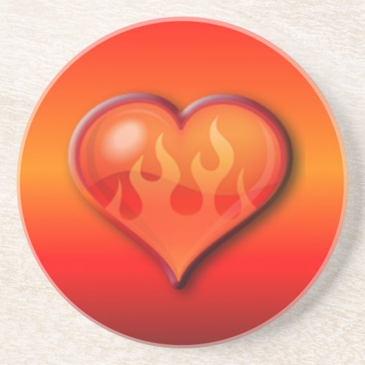 Ribbed Flaming Heart Getränkeuntersetzer (Vorne)