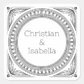 Ribbed Frame Couple's Names Labels - Custom Quadratischer Aufkleber (Vorderseite)