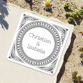 Ribbed Frame Couple's Names Labels - Custom Quadratischer Aufkleber