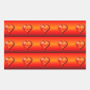 Ribbed Hearts on Fire Rechteckiger Aufkleber