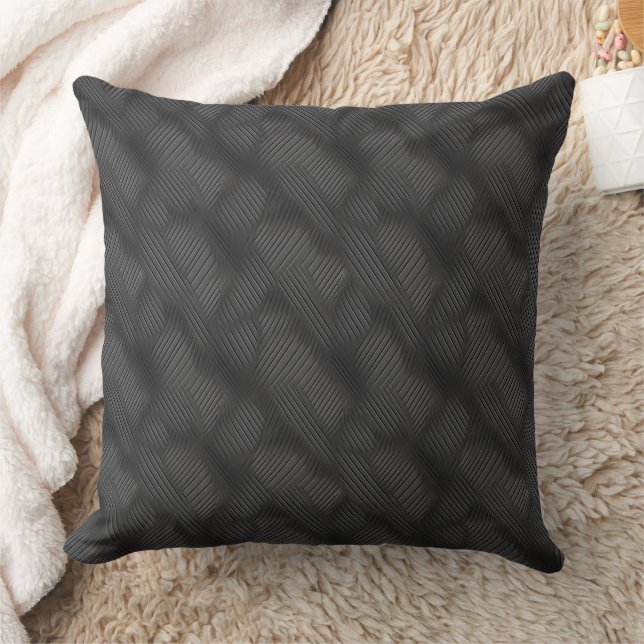 Ribbed Textur in grau-schwarz Muster Kissen (Decke)