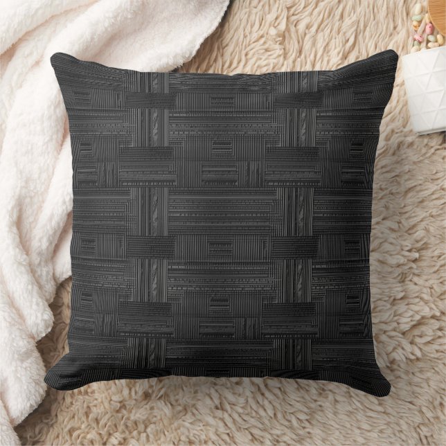 Ribbed Textur in grau-schwarz Muster Kissen (Decke)