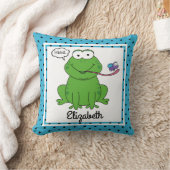 Ribbit der Frosch, personalisierter das w-Name des Kissen (Decke)