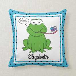 Ribbit der Frosch, personalisierter das w-Name des Kissen