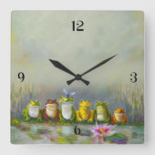 Ribbit Fluss Quadratische Wanduhr (Vorderseite)