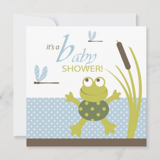Ribbit Frog and Dragonfly Baby Show Einladung (Vorderseite)