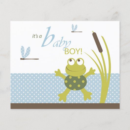 Ribbit Frog and Dragonfly Baby Shower Card (Vorderseite)
