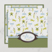 Ribbit Frog und Dragonfly Babydusche Einladung (Vorne/Hinten)