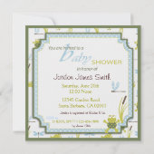 Ribbit Frog und Dragonfly Babydusche Einladung (Rückseite)