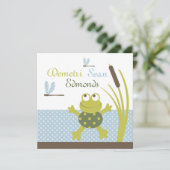 Ribbit Frog und Dragonfly Babydusche Einladung (Stehend Vorderseite)