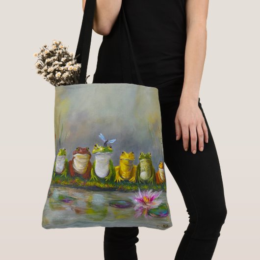 Ribbit River - Gemalte Tragetasche Tasche (Von Nahem)