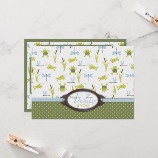 Ribbit Schwimmfrosch Geburtstag Karte (Vorderseite/Rückseite Beispiel)