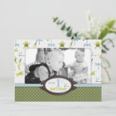 Ribbit Swimming Frog Birthday Einladung A7-B (Stehend Vorderseite)