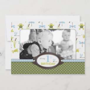 Ribbit Swimming Frog Birthday Einladung A7-B