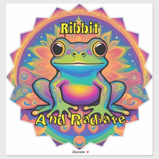 Ribbit und Radiate Frog - Boho Psychedelic Groovy Aufkleber (Blatt)