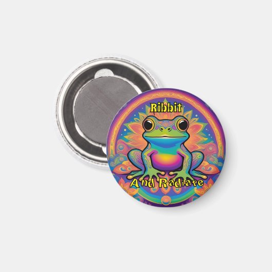 Ribbit und Radiate Frog - Boho Psychedelic Groovy Magnet (Vorderseite/Rückseite)