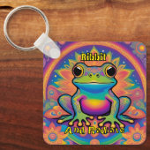 Ribbit und Radiate Frog - Boho Psychedelic Groovy Schlüsselanhänger (Vorderseite)